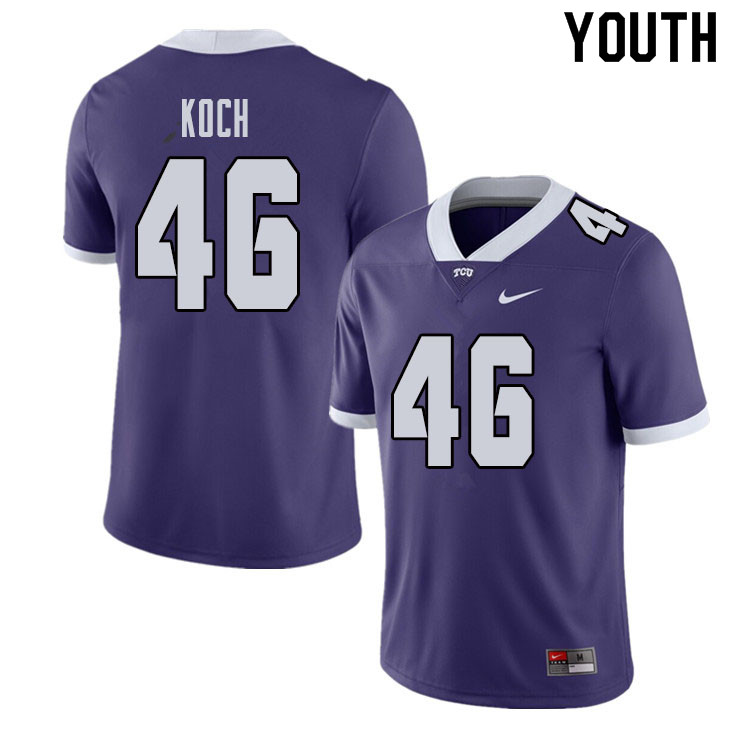 Youth #46 Connor Koch TCU Horned Frogs College Football Jerseys Sale-Purple